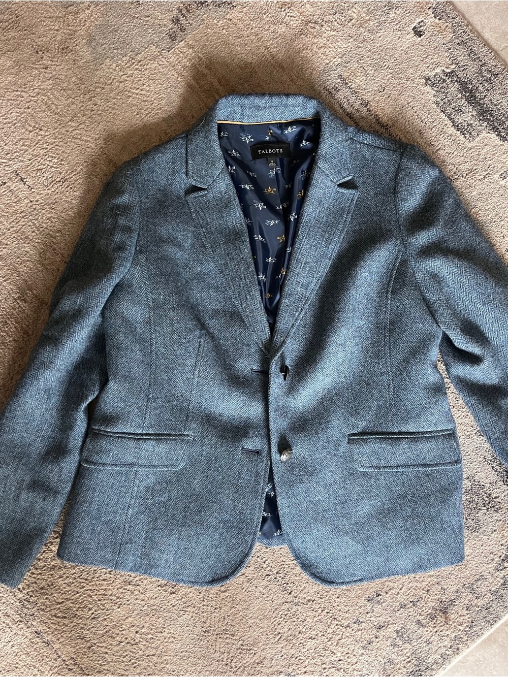 Talbots Heathered Blue Women's Tweed Blazer
